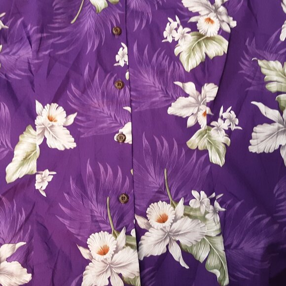 Vintage 90s Aloha Republic Hawaiian Shirt XL – Purple Floral 100% Cotton - Picture 3 of 5